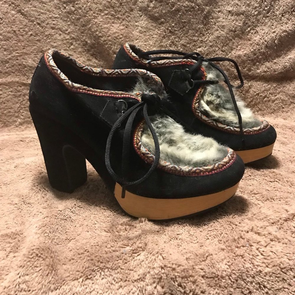 RocketDog Black Suede & Faux Fur Boots 8